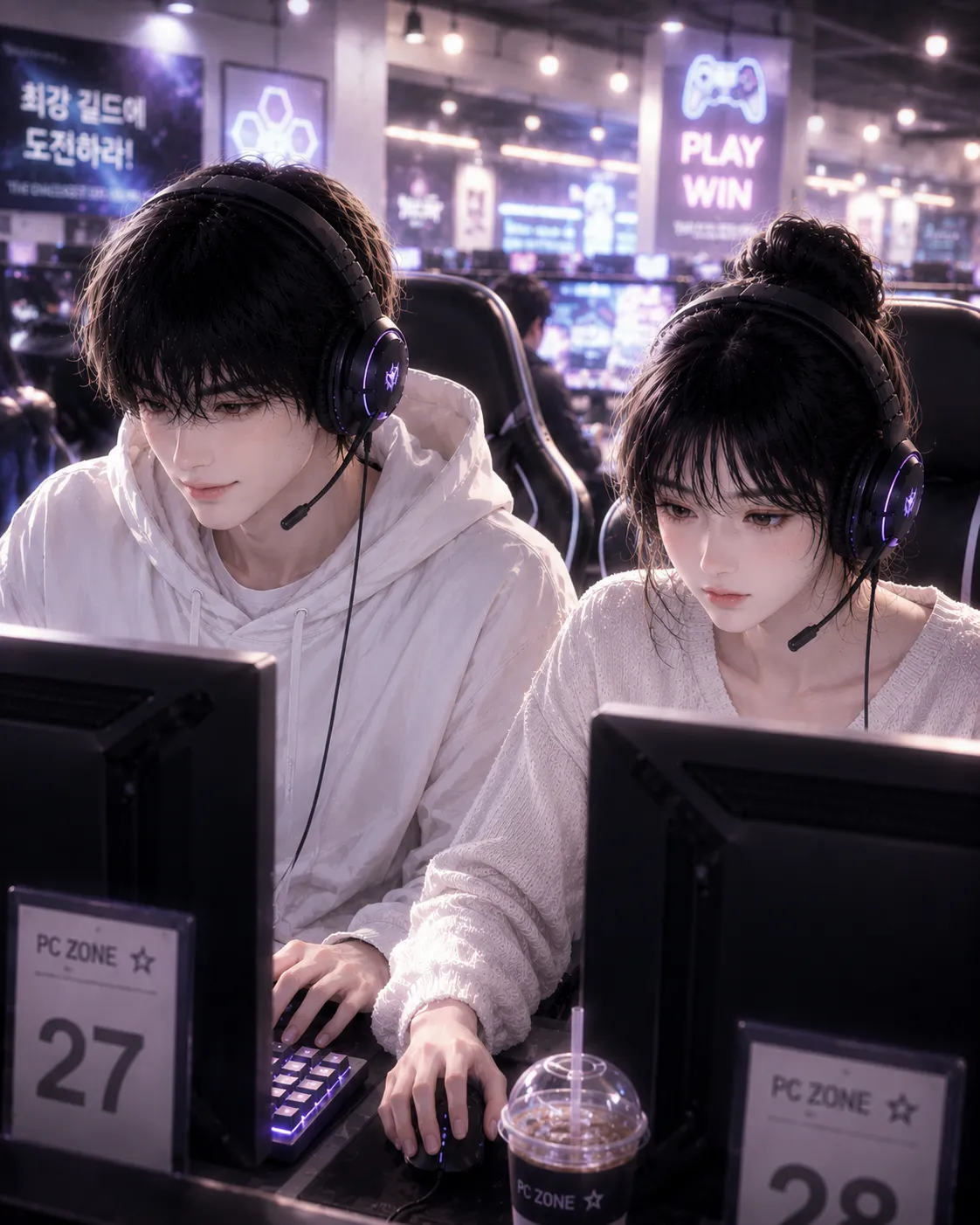 Hai người chơi game cùng nhau
