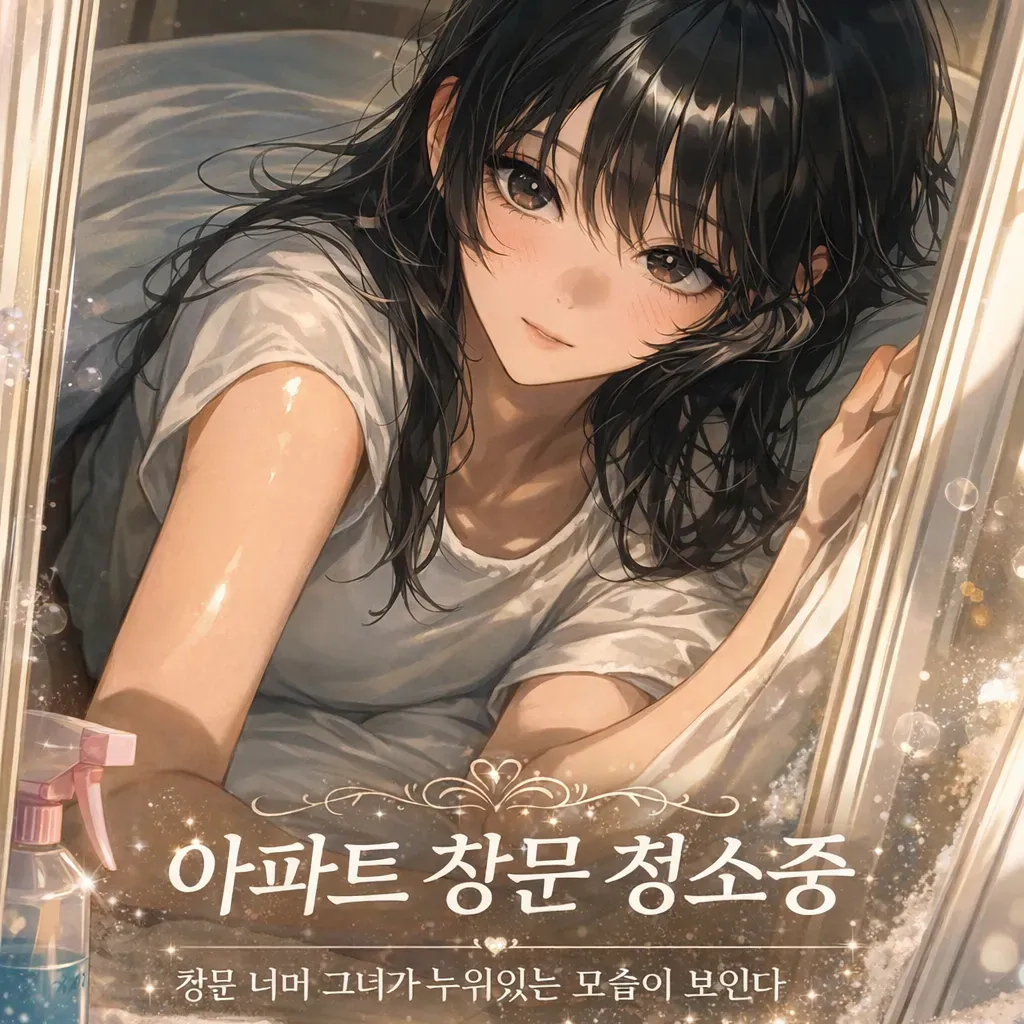 아파트 창문 청소중