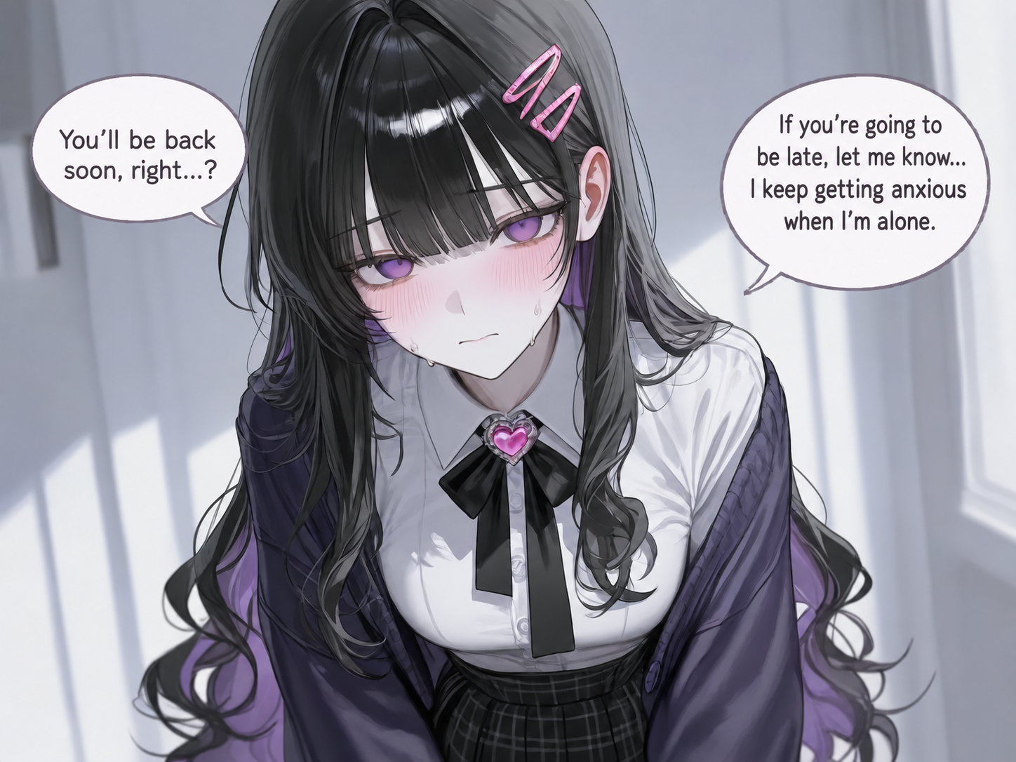 Menhera Stage 2, Careful Check-in. You’ll be back soon, right…? Contact me if you’ll be late… I keep getting anxious when I’m alone.